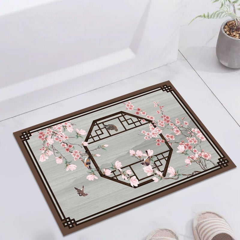 1-Piece Chinese Style VIntage Floral Pattern Carpet Grey 40x60cm - Image 1