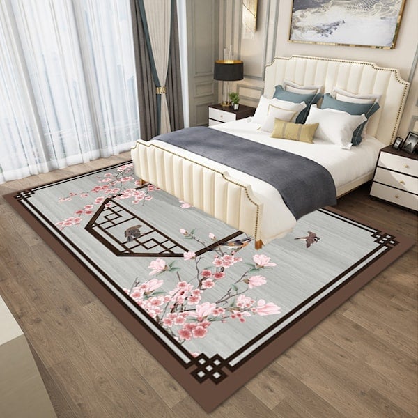 1-Piece Chinese Style VIntage Floral Pattern Carpet Grey 40x60cm - Image 3