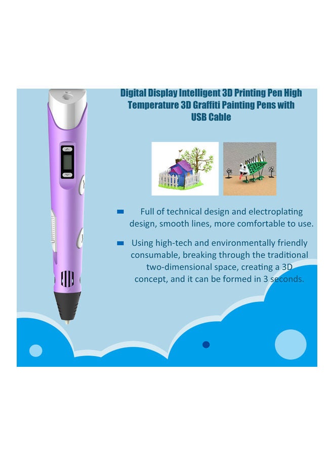 Generic - Digital Display Intelligent 3D Printing Pen Purple - Image 1