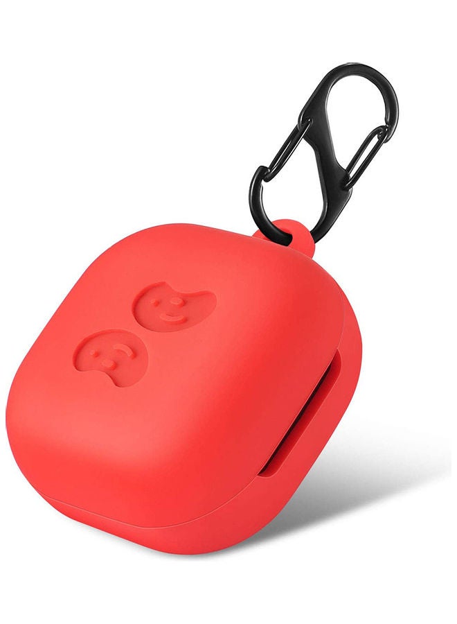 O Ozone Silicone Case Compatible For Galaxy Buds Pro/Buds Live Cover Soft Flexible with Fur Keychain & Hook Red - Image 4