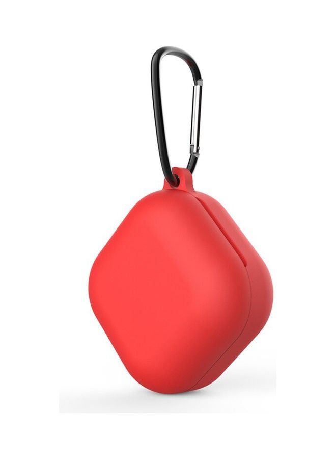 أو أوزون حافظة من السيليكون متوافقة مع سمّاعات جالاكسي بادز برو/ بادز لايف مع غطاء ليّن وناعم مع سلسلة مفاتيح من الفرو وخطاف أحمر - Image 4