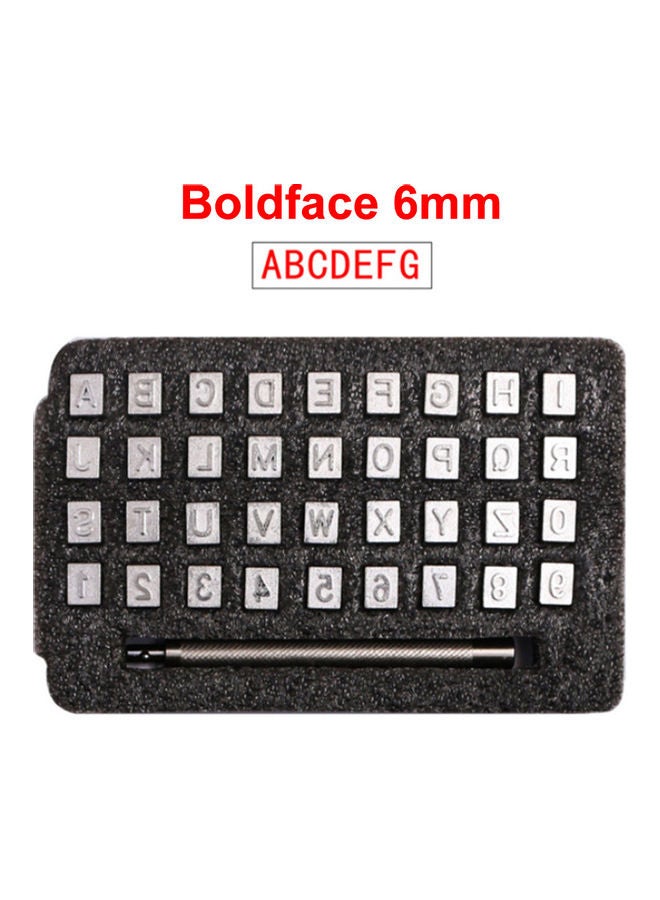Alphabet And Number Steel Punch Stamps Set Silver/Black 
