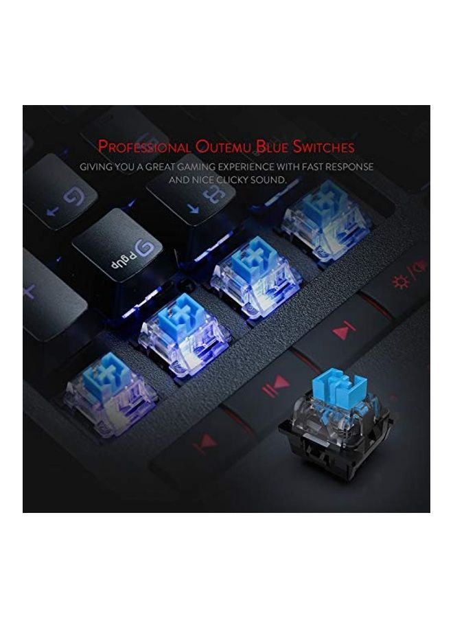 REDRAGON - K586 RGB Mechanical Gaming Keyboard, 10 Dedicated Macro Keys, Convenient Media Control, and Detachable Wrist Rest - Image 1