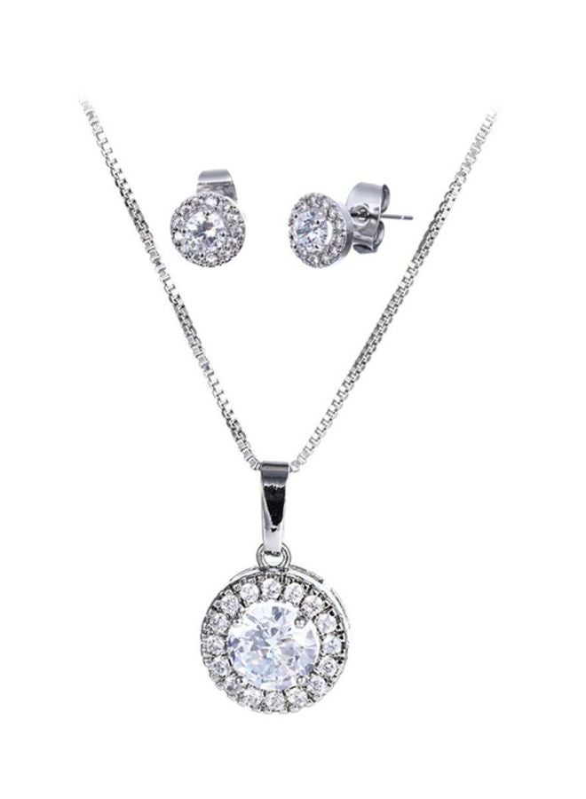 Sharpdo Stone Studded Necklace And Earrings Set - Image 1