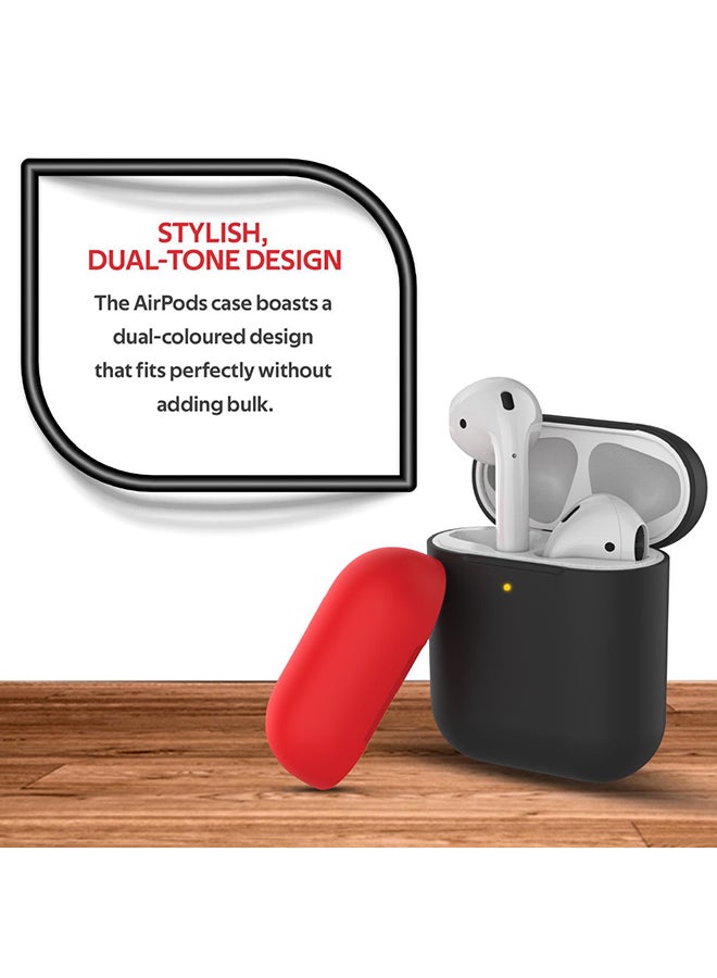 PROMATE Apple AirPods Silicone Case, Slim-Fit Two-Tone Shockproof Protective Wireless Charging Apple AirPods Cover with Dual-Lid, Scratch Resistance and Anti-Slip Case For Apple AirPods 1/2, SiliCase black  - Image 3