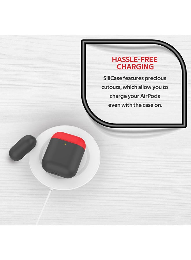 PROMATE Apple AirPods Silicone Case, Slim-Fit Two-Tone Shockproof Protective Wireless Charging Apple AirPods Cover with Dual-Lid, Scratch Resistance and Anti-Slip Case For Apple AirPods 1/2, SiliCase black  - Image 4