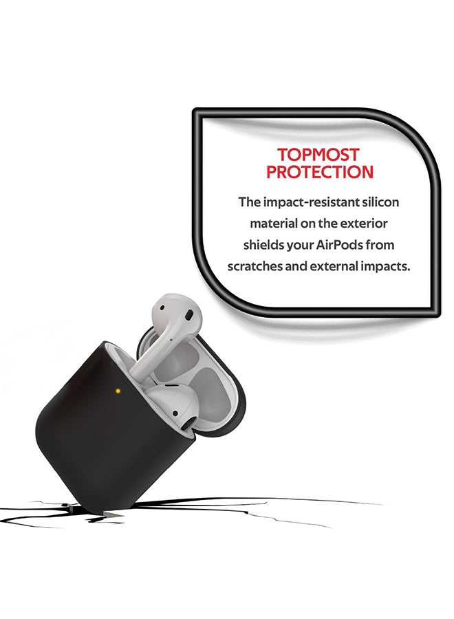 PROMATE Apple AirPods Silicone Case, Slim-Fit Two-Tone Shockproof Protective Wireless Charging Apple AirPods Cover with Dual-Lid, Scratch Resistance and Anti-Slip Case For Apple AirPods 1/2, SiliCase black  - Image 5