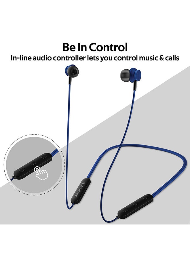 PROMATE - Dynamic Neckband Bluetooth v5.0 Magnetic Closure Secure Fit Headphones with Built-In Hi-Res Mic, In-Line Multifunctional Control and Long Playtime For Smartphones, Running, Tablet, iPod, Bali Blue - Image 1