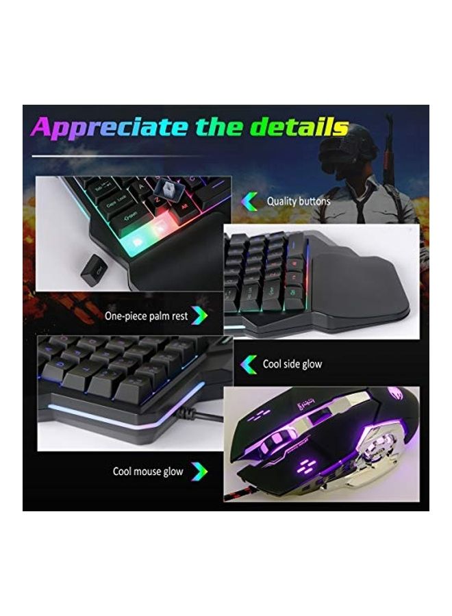 مايجغي مجموعة للألعاب مؤلفة من ماوس ولوحة مفاتيح سلكيين للاستخدام بيدٍ واحدة مع إضاءة RGB - Image 2