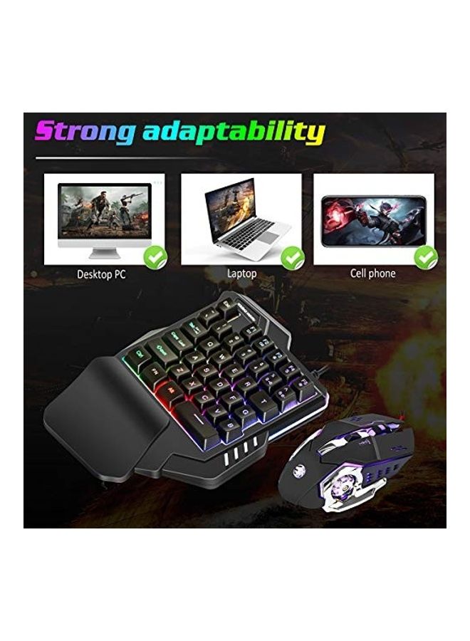 مايجغي مجموعة للألعاب مؤلفة من ماوس ولوحة مفاتيح سلكيين للاستخدام بيدٍ واحدة مع إضاءة RGB - Image 3