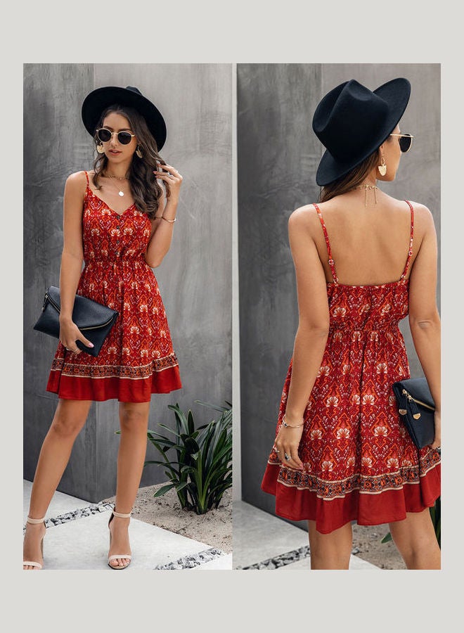 Printed Sleeveless Dress Navy Blue - Image 4