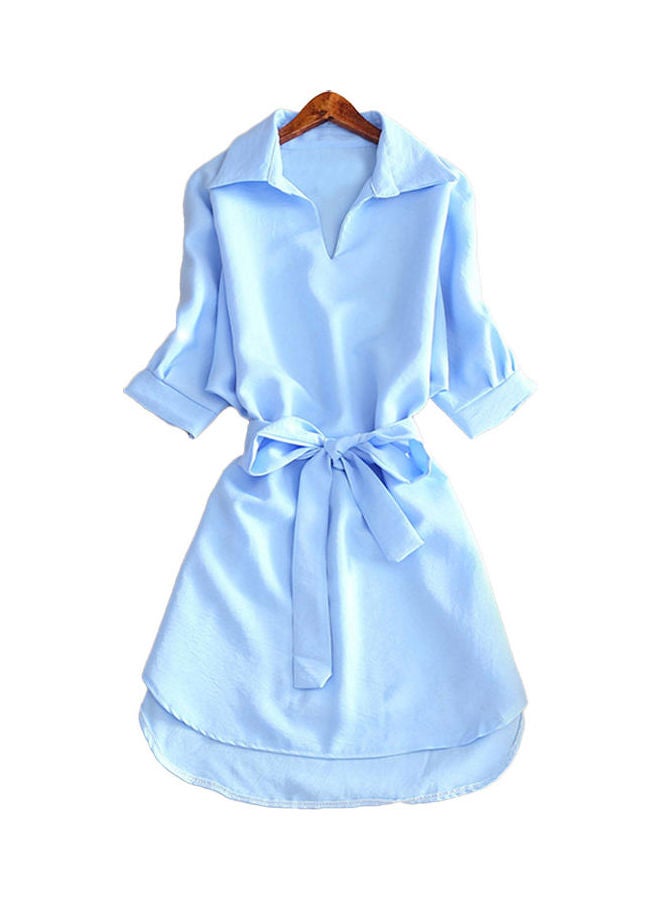 Belt Designed Shirt Dress Blue - Image 1