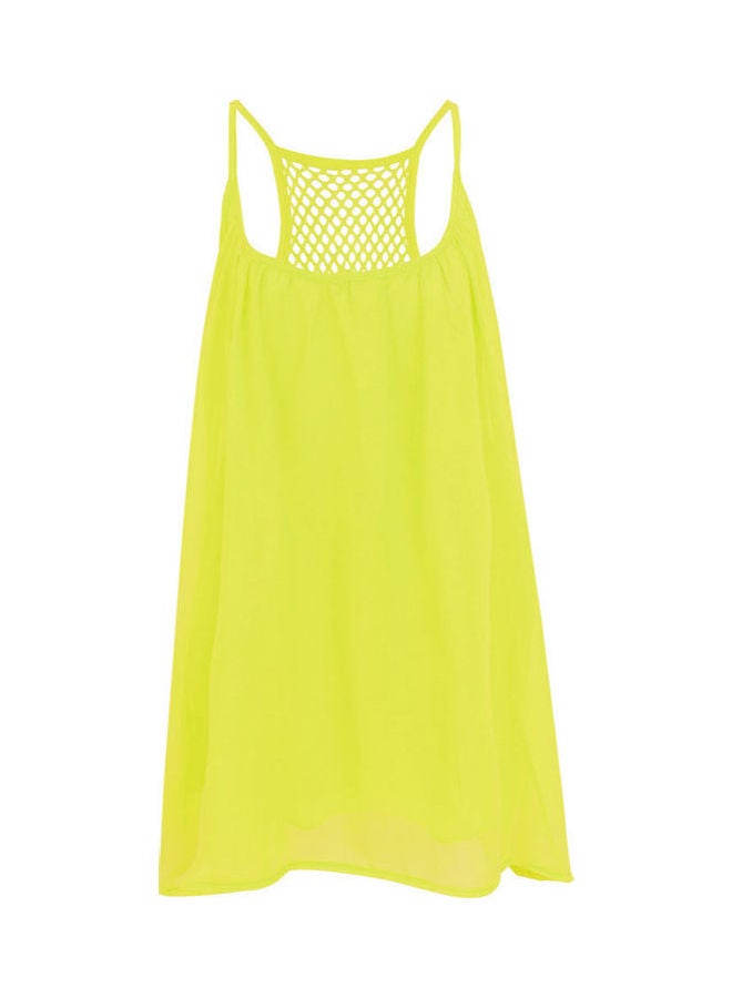 Grid Backless Sling Dress Neon Yellow  - Image 1