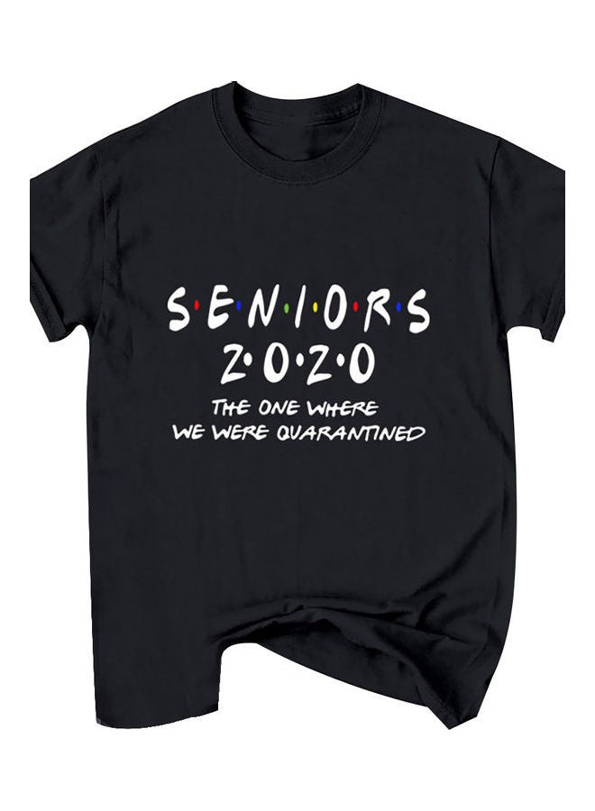 Printed Round Neck T-Shirt Black - Image 1