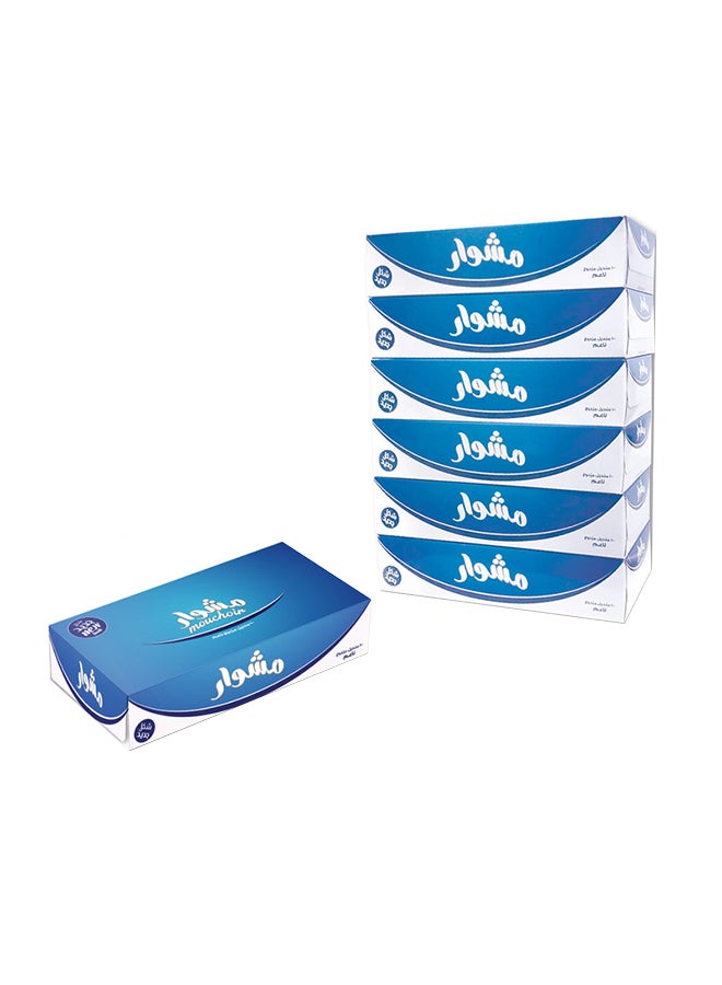 Mouchoir Facial Tissues, 100 Sheets x 2-Ply, Packs of 6 white