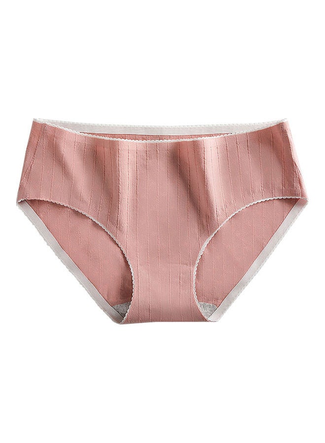 Ribbed Striped Stretchy Seamless Underwear Pink/White 