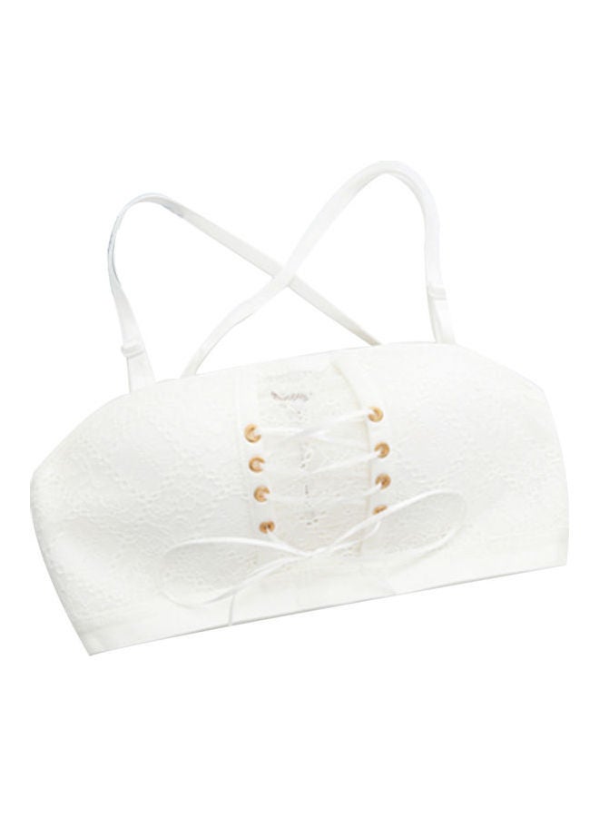 Solid Colour Lace Padded Bra White