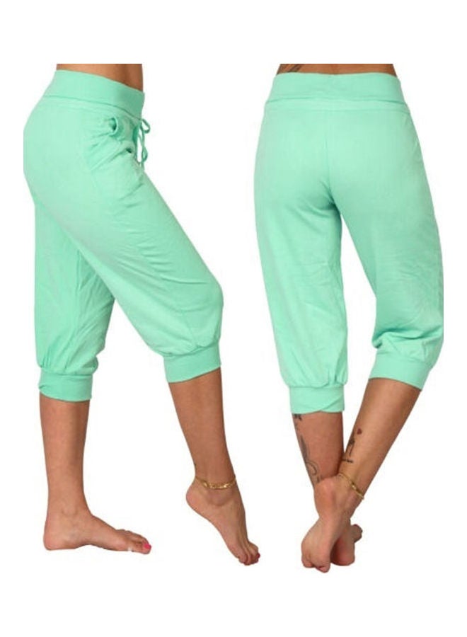 Solid Low Rise Drawstring Capri Pants White  - Image 4