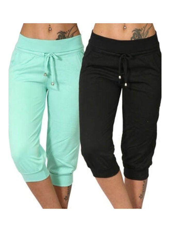 Solid Low Rise Drawstring Capri Pants White  - Image 3