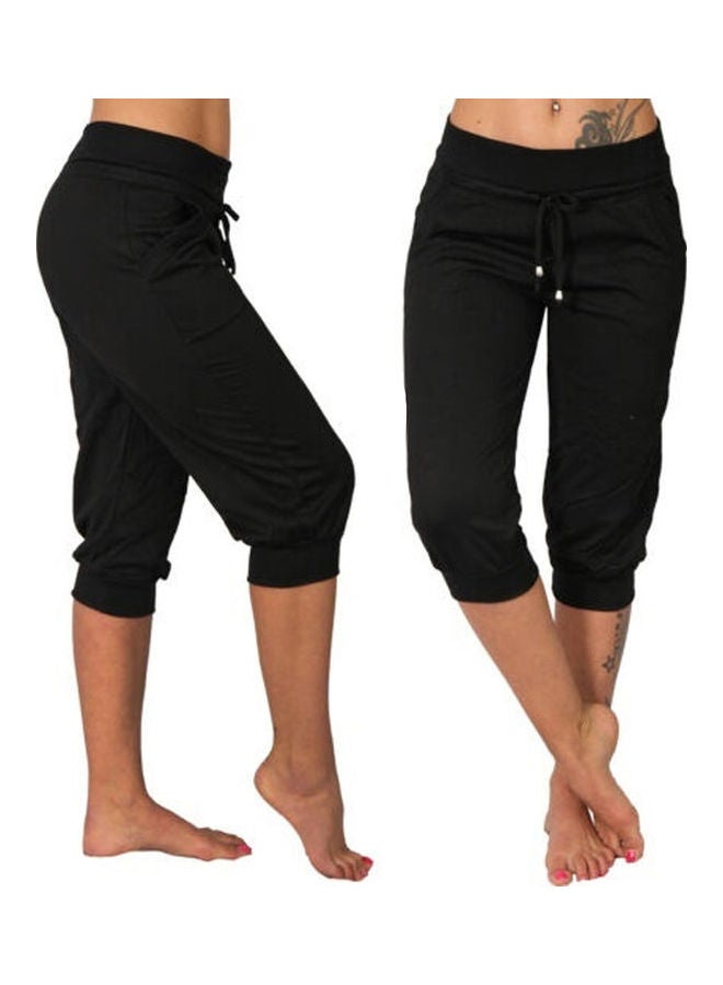 Solid Low Rise Drawstring Capri Pants White  - Image 5