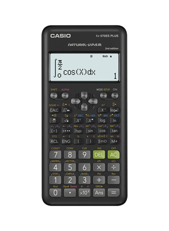 آلة حاسبة علمية بشاشة عرض لعرض النتائج بشكل مماثل تماماً للكتب المدرسية أسود/ رمادي/ أخضر