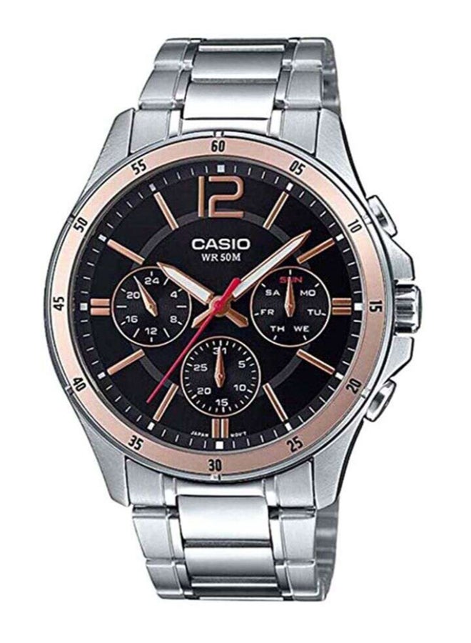 كاسيو ساعة يد إنتايسر كرونوغراف طراز MTP-1374D-1A - قياس 35 مم - فضي للرجال - Image 1