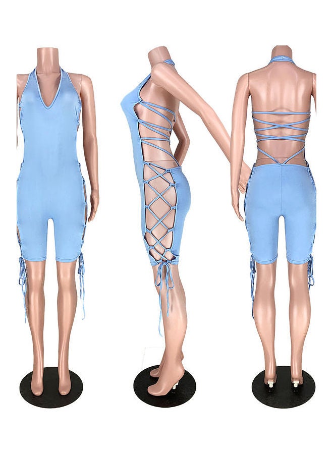 Generic - Solid V Neck Sleeveless Jumpsuit Red - Image 1