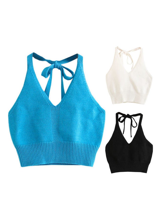 Generic - Ribbed Backless Crop Top White - Image 1