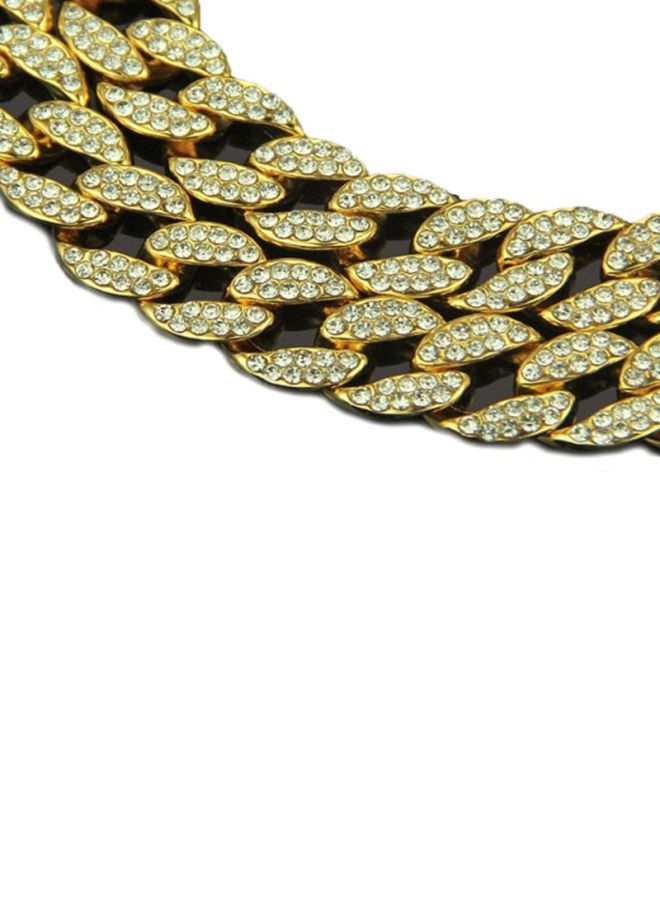 Sharpdo Stone Studded Cuba Link Chain Necklace  - Image 2