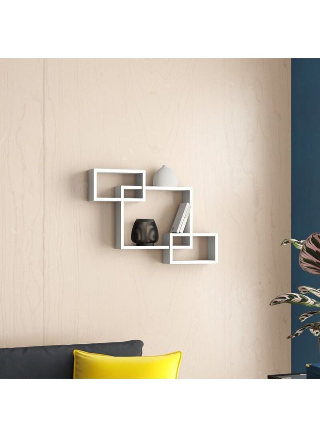 Roman Gifts - Intersecting Floating Shelves White 72x43x9cm - Image 1