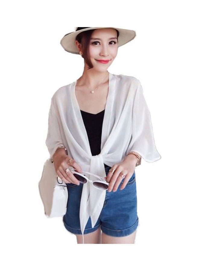 Generic Anti-UV Coverup Thin Cardigan White 