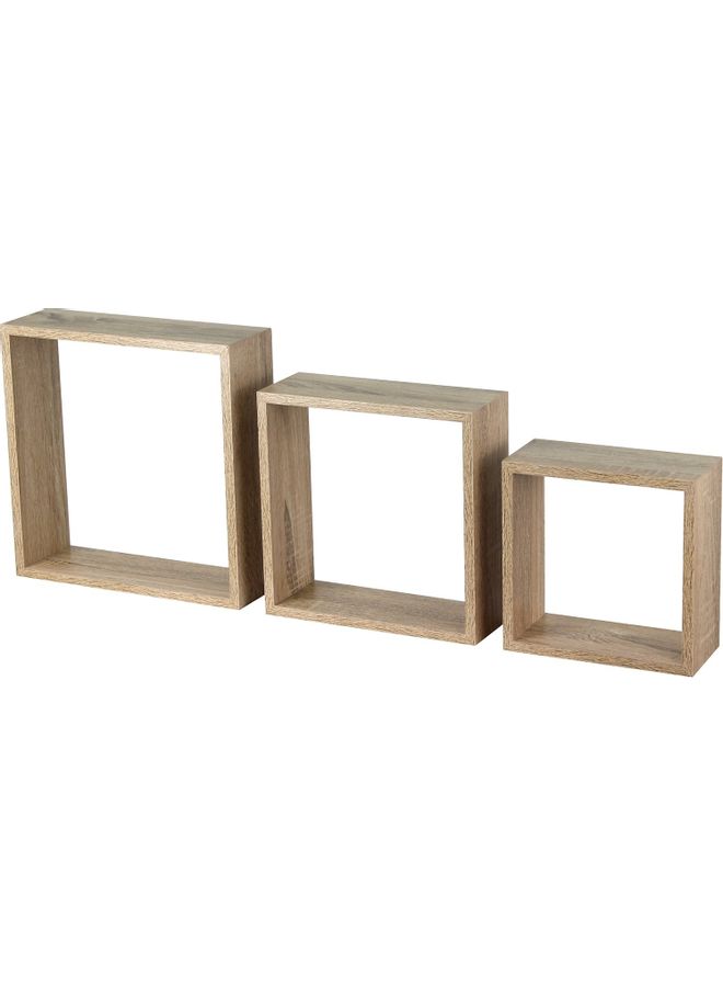 Roman Gifts Set Of 3 Floating Wall Shelves Oak 25x25cm  - Image 1