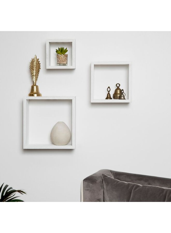 Roman Gifts Set Of 3 Floating Wall Shelves White 25x25cm  - Image 5