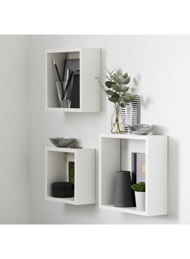 Roman Gifts Set Of 3 Floating Wall Shelves White 25x25cm  - Image 4