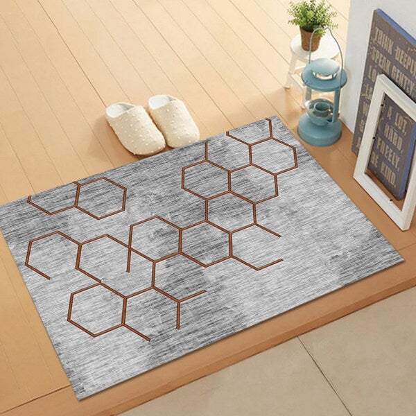 1-Piece Colour Block Anti-Slip Nordic Style Floor Carpet Grey 40x60cm  - Image 3