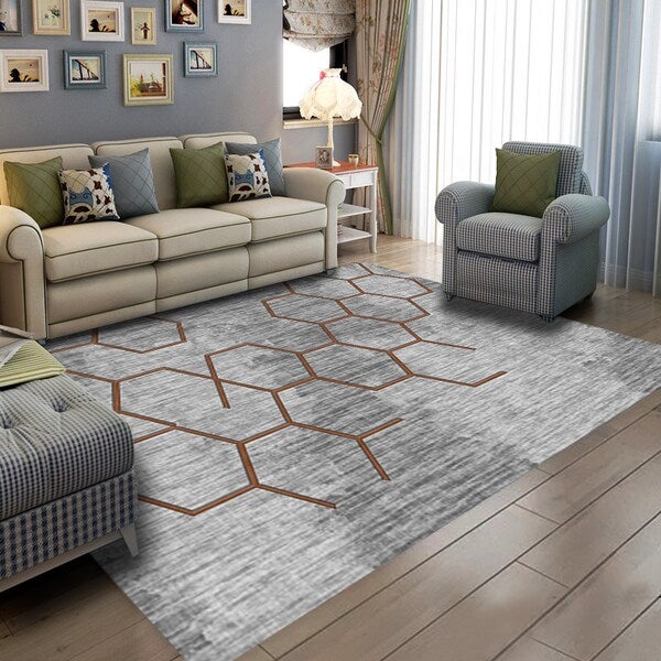 1-Piece Colour Block Anti-Slip Nordic Style Floor Carpet Grey 40x60cm  - Image 1