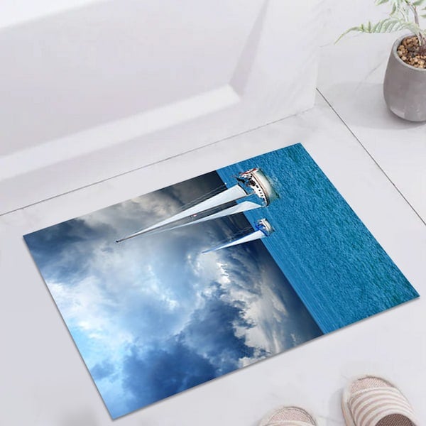 1-Piece Anti-Skidding Sea Printed Living Room Floor Mat Blue 40x60cm - Image 5