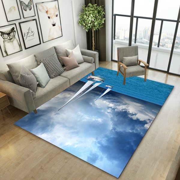 1-Piece Anti-Skidding Sea Printed Living Room Floor Mat Blue 40x60cm - Image 4