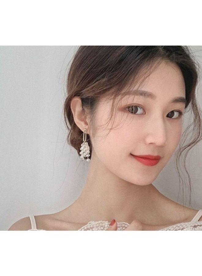 J&J 925 Silver Needle Studded Dangle Earrings - Image 2