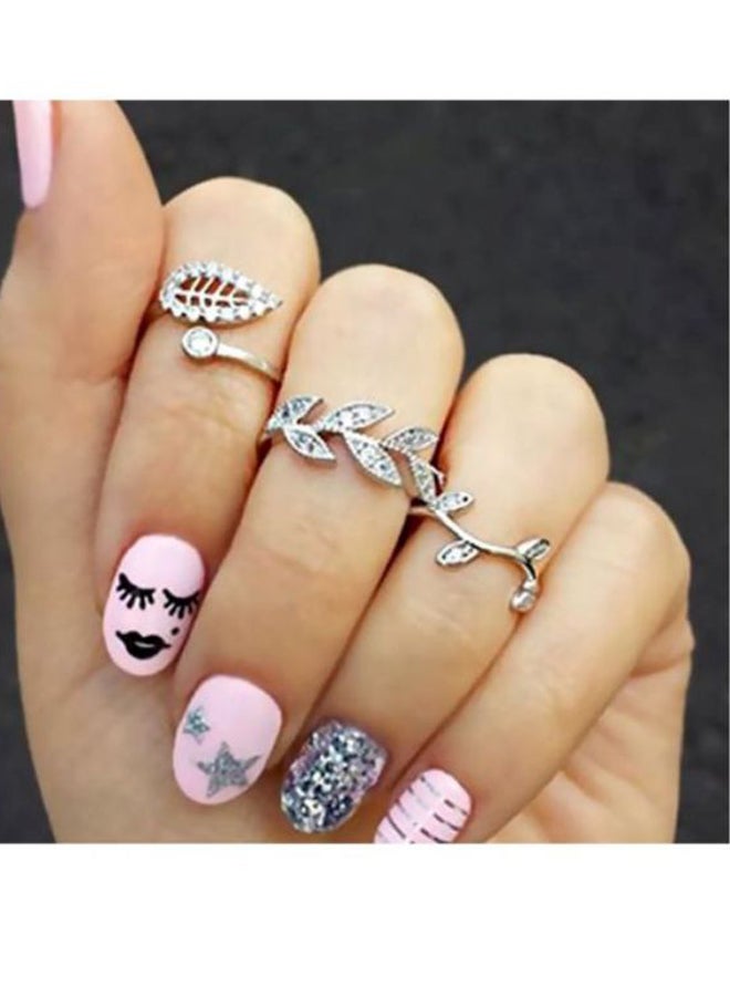 شاربدو مجموعة خواتم مصنوعة من الفضة الاسترليني بتصميم ورقة شجر من 3 قطع - Image 2