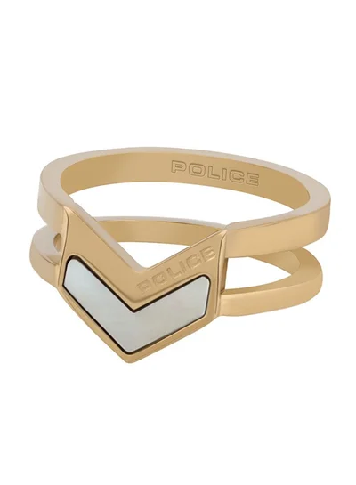 POLICE Stainless Steel Gold Plated Javelin Cocktail Jewelry Ring