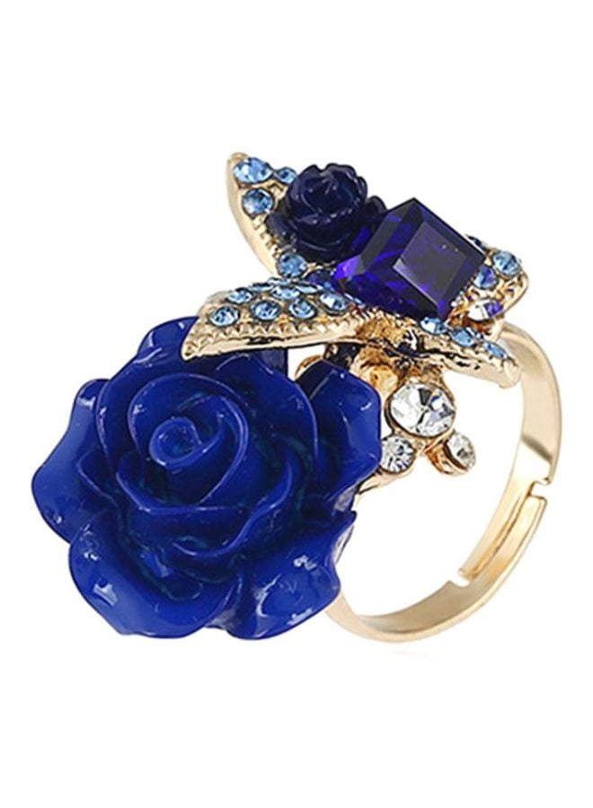 شاربدو خاتم على شكل زهرة مرصع بأحجار الراين