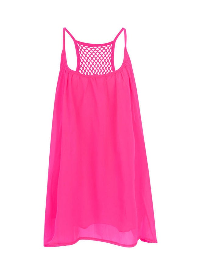 Grid Backless Sling Dress Rose Red  - Image 1