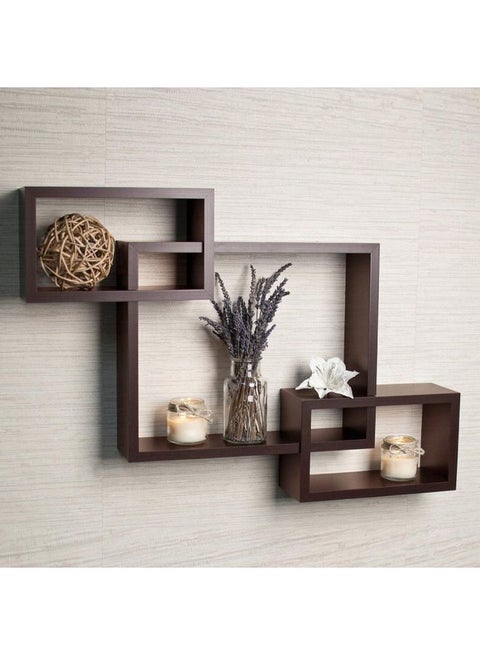 Intersecting Floating Shelves Dark Brown 72x43x9cm