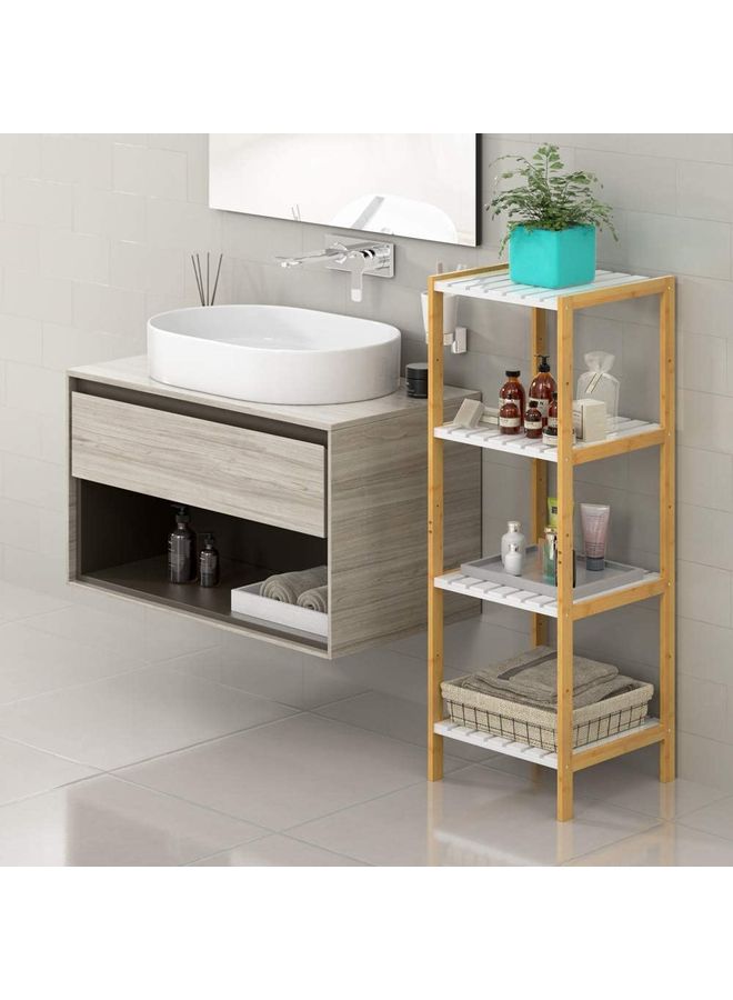 Roman Gifts 4-Tier Corner Shelf White/Beige 37x37x110cm  - Image 2