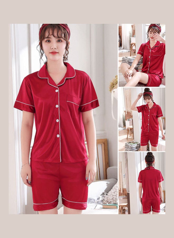Sleepwear T-Shirt Top With Elastic Pajama Shorts Blue - Image 2