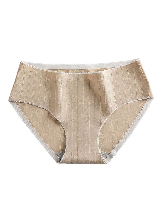Ribbed Striped Stretchy Seamless Underwear Beige 