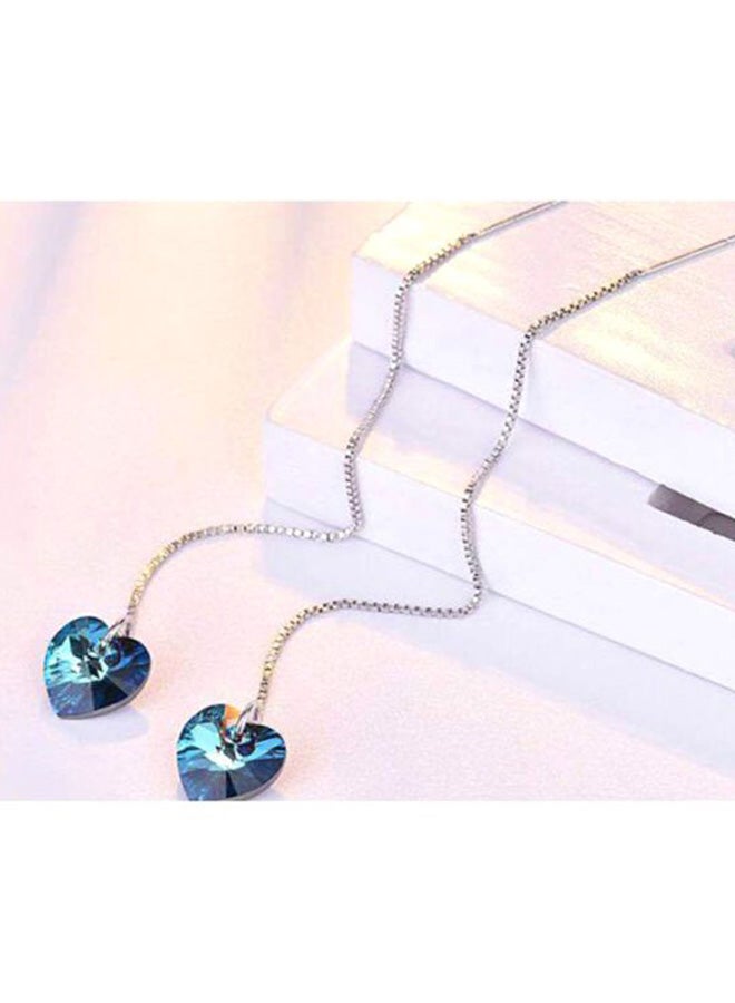 J&J Gem Studded Heart Shaped Dangle Earrings - Image 2