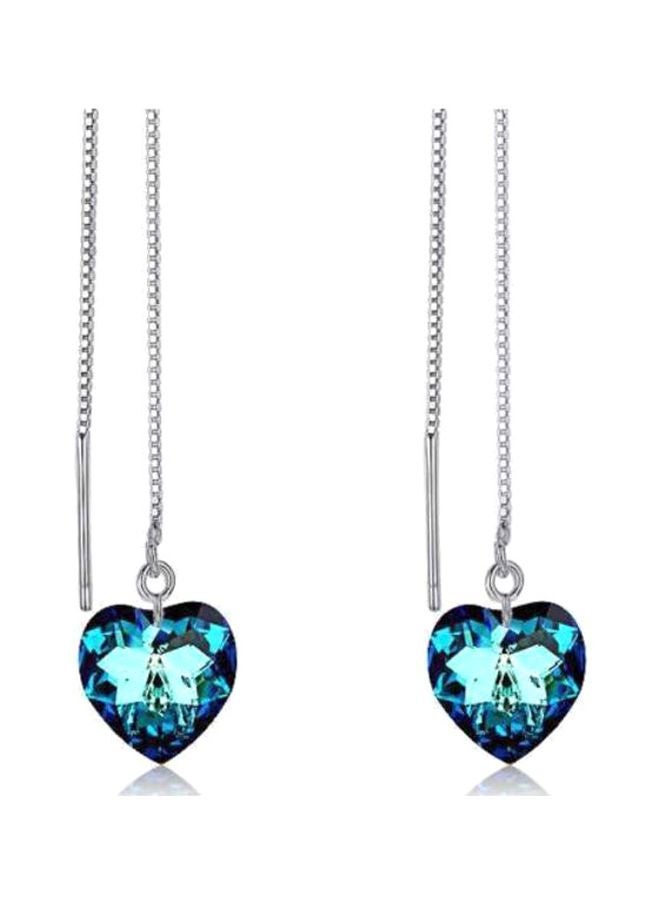 J&J Gem Studded Heart Shaped Dangle Earrings - Image 3