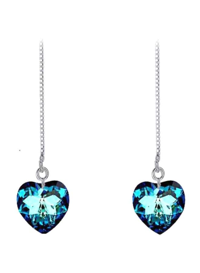 J&J Gem Studded Heart Shaped Dangle Earrings - Image 1